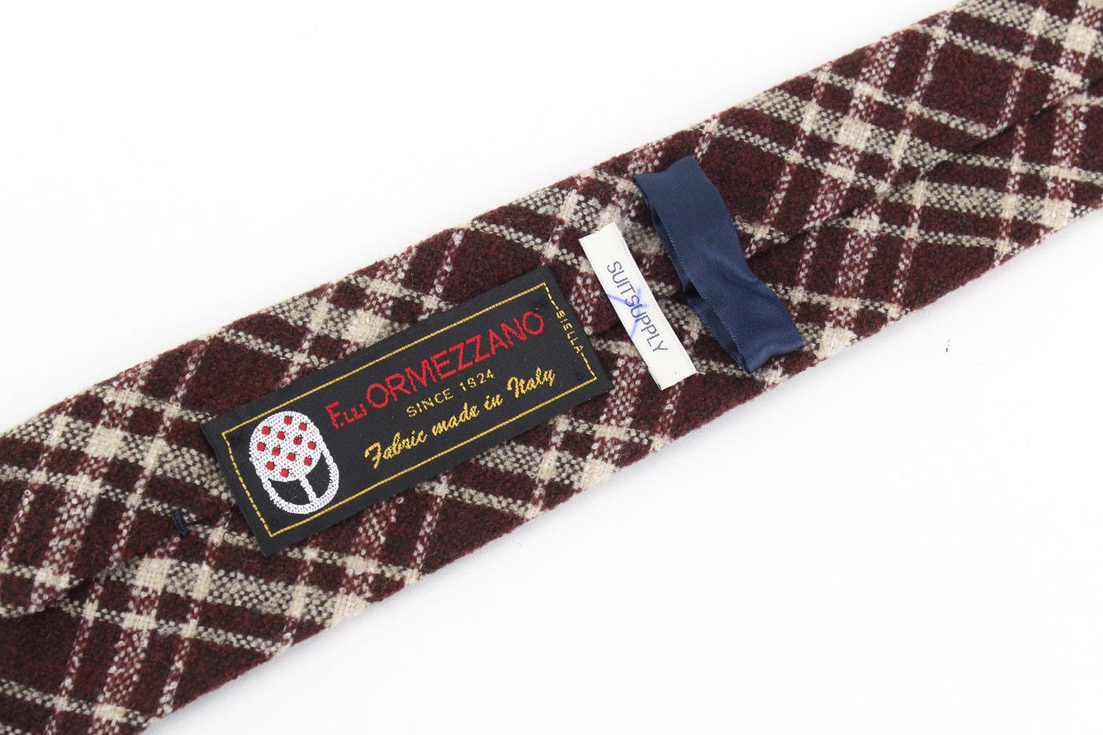 SUITSUPPLY Men Tie ~150 x 8 cm Purple Wool Blend Checked Pointed-End Formal