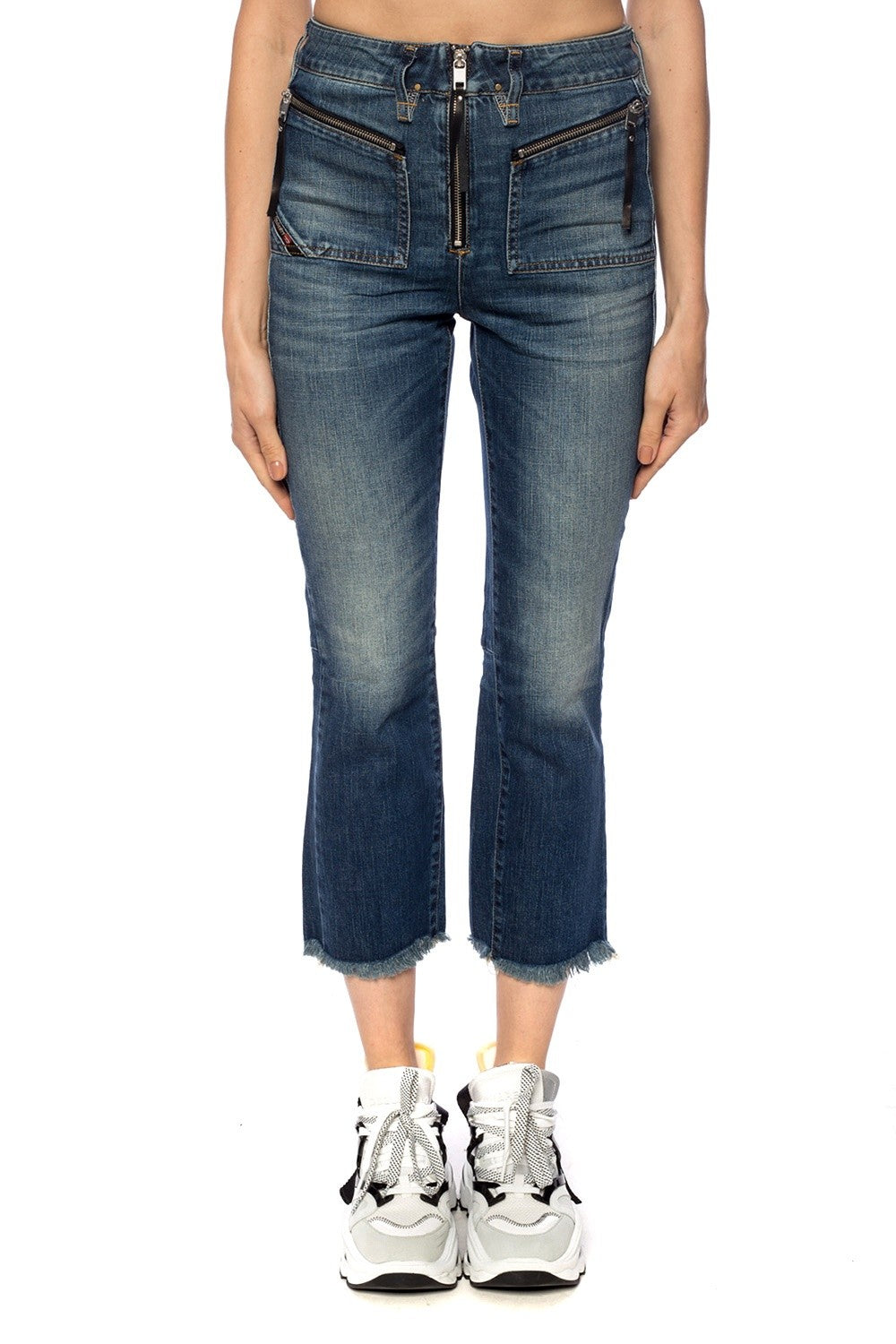 DIESEL D-Earlie 089AR Women Jeans W25/L32 Slim Blue Cotton Stretch Cropped