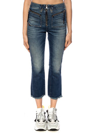 DIESEL D-Earlie 089AR Women Jeans W25/L32 Slim Blue Cotton Stretch Cropped