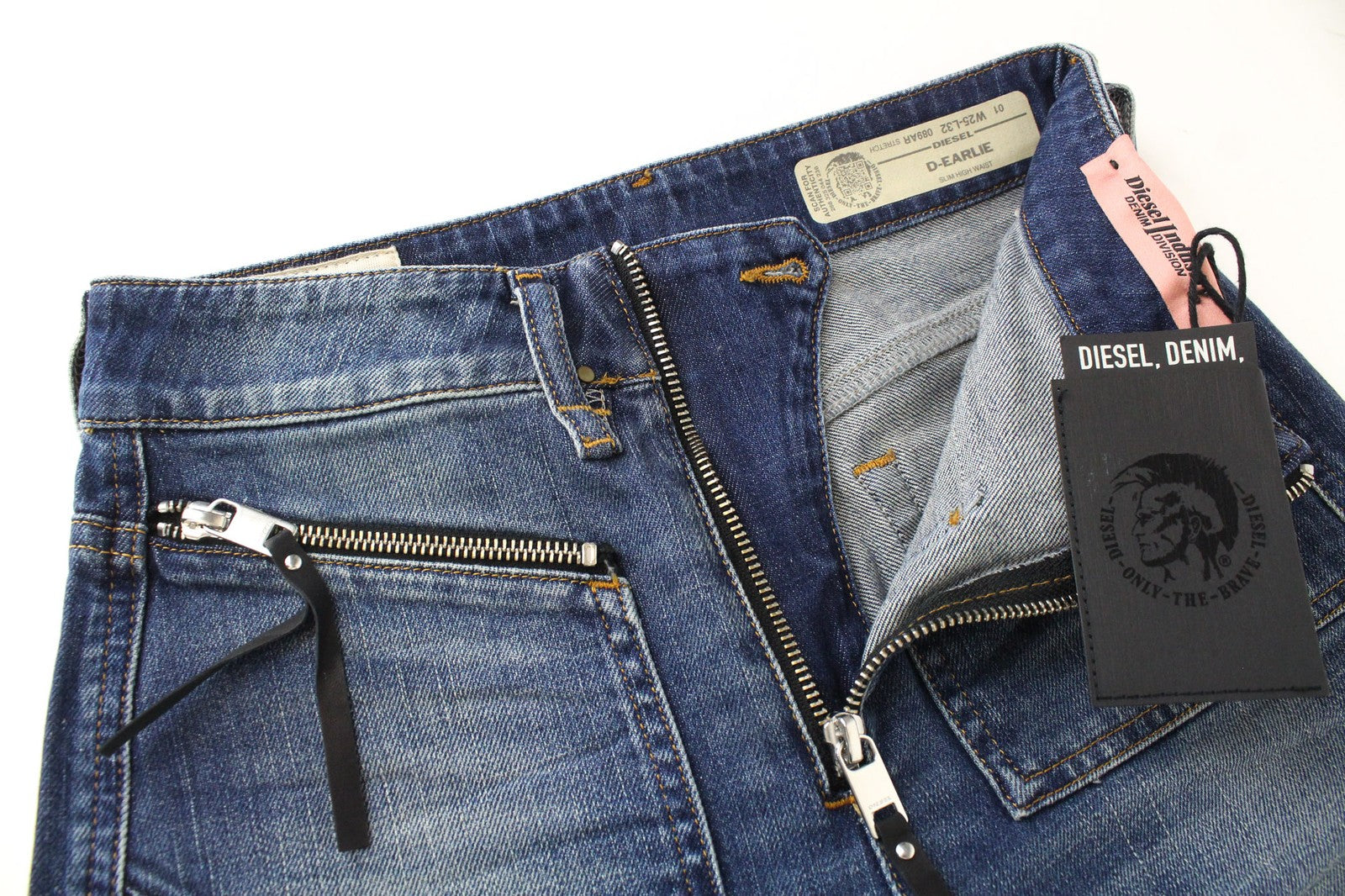 DIESEL D-Earlie 089AR Women Jeans W25/L32 Slim Blue Cotton Stretch Cropped