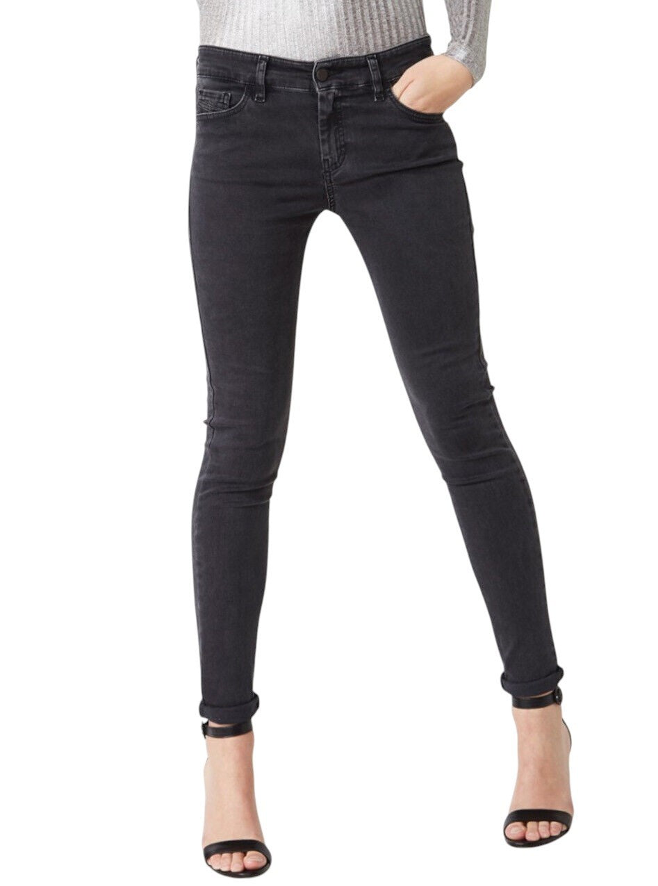 DIESEL Slandy 0680I Women Jeans W23/L32 Girls Super Slim-Skinny Black Stretch