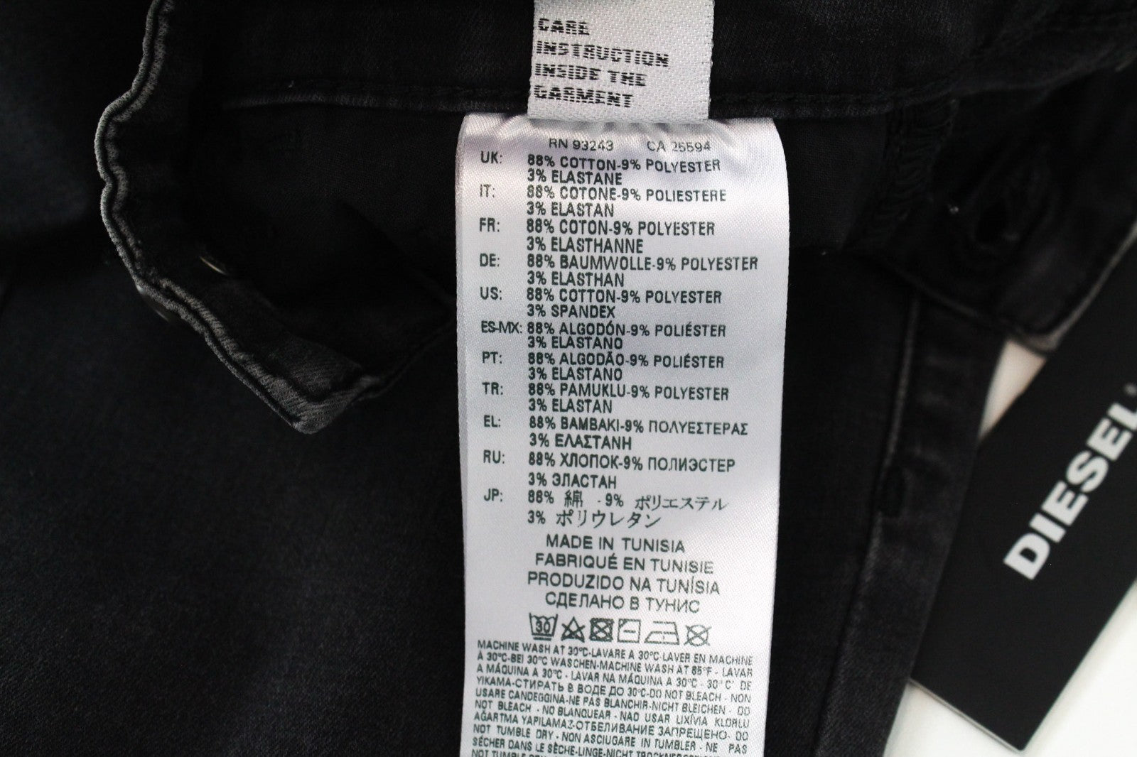 DIESEL Slandy 0680I Women Jeans W23/L32 Girls Super Slim-Skinny Black Stretch