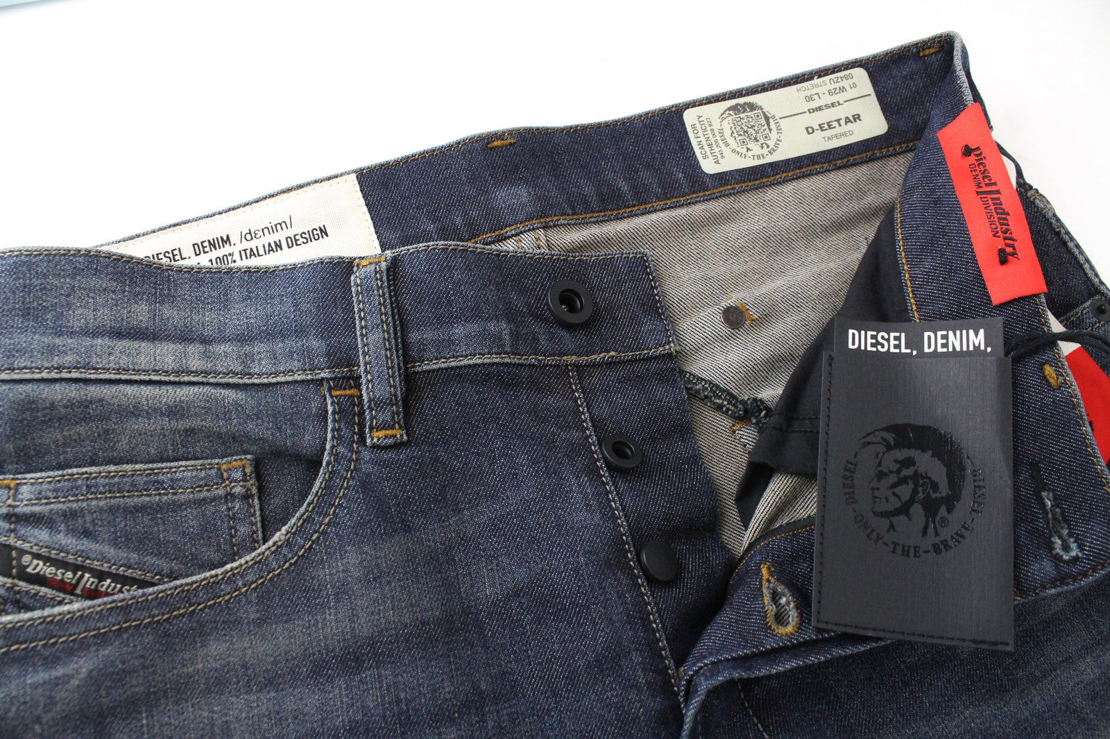 DIESEL D-Eetar 084ZU Men Jeans W29/L30 Tapered Fit Blue Cotton Stretch