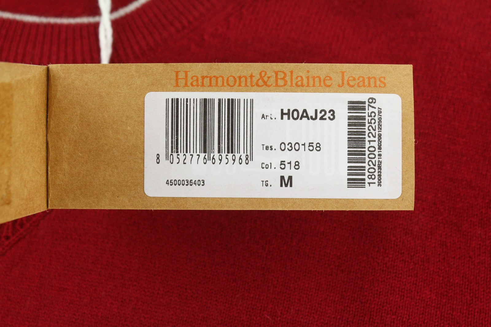 HARMONT & BLAINE Men Jumper M Red Wool Blend Tight Knit Printed Stretch Pull On