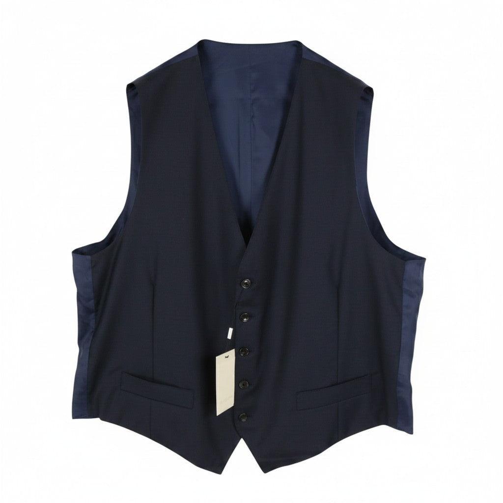 SUITSUPPLY Lazio Men Waistcoat UK50S Blue Wool Single-Breasted Vest