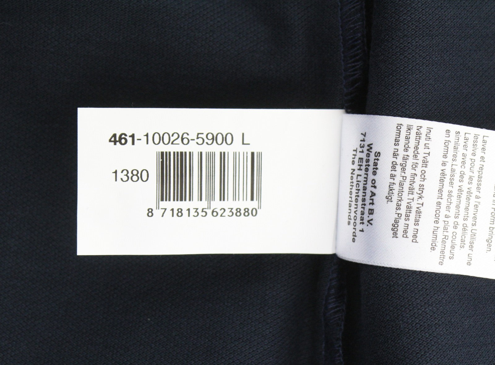 STATE OF ART Men Polos L Dark Blue Cotton Half Button Neck Short Sleeve