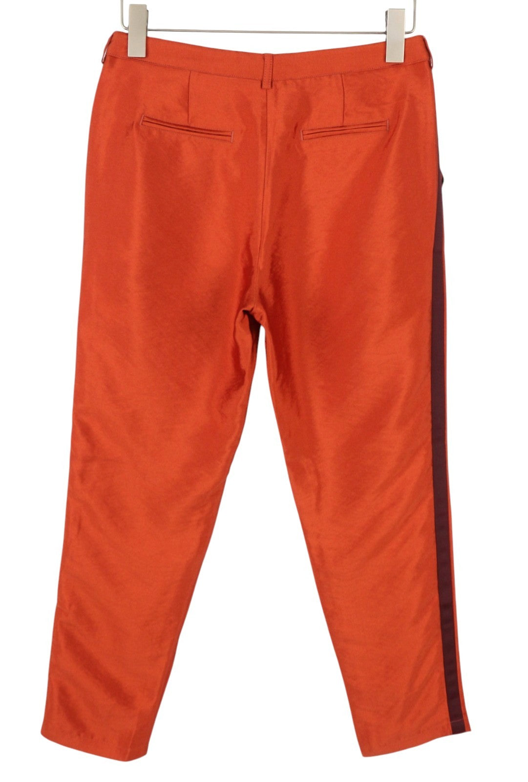 MAISON SCOTCH Women Trousers S W32 Orange Shiny Look Sideline Zipper Slim Fit