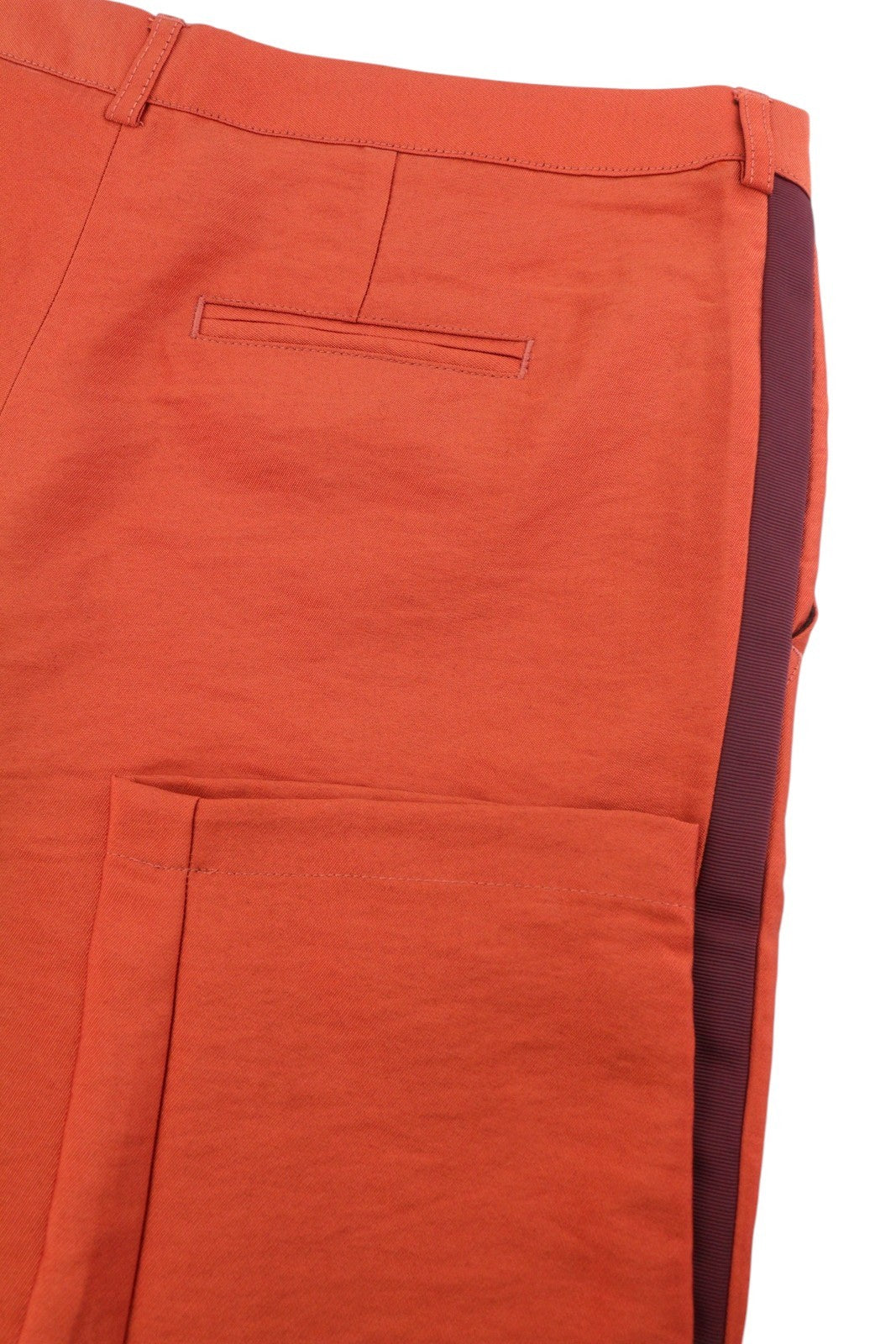 MAISON SCOTCH Women Trousers S W32 Orange Shiny Look Sideline Zipper Slim Fit