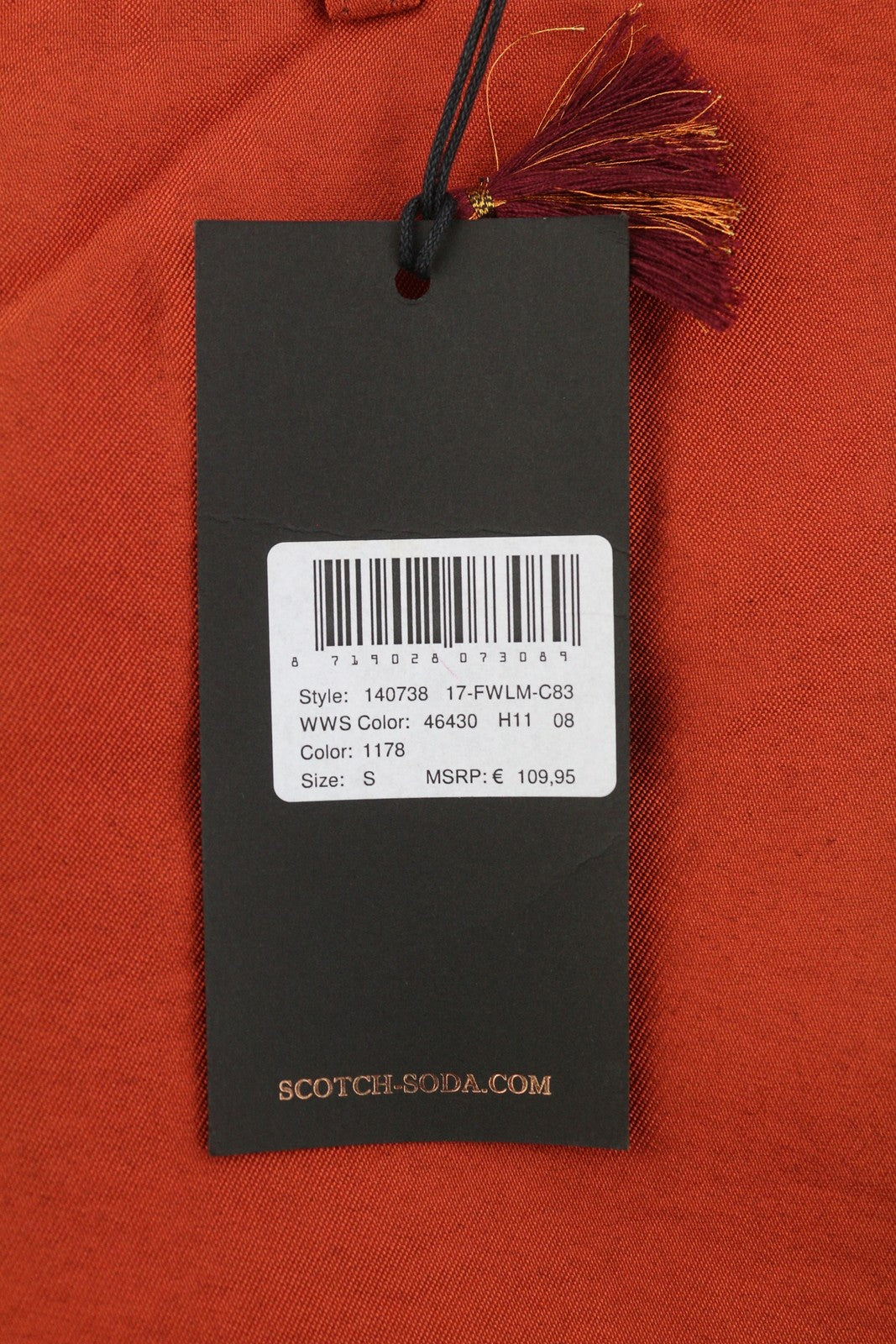 MAISON SCOTCH Women Trousers S W32 Orange Shiny Look Sideline Zipper Slim Fit