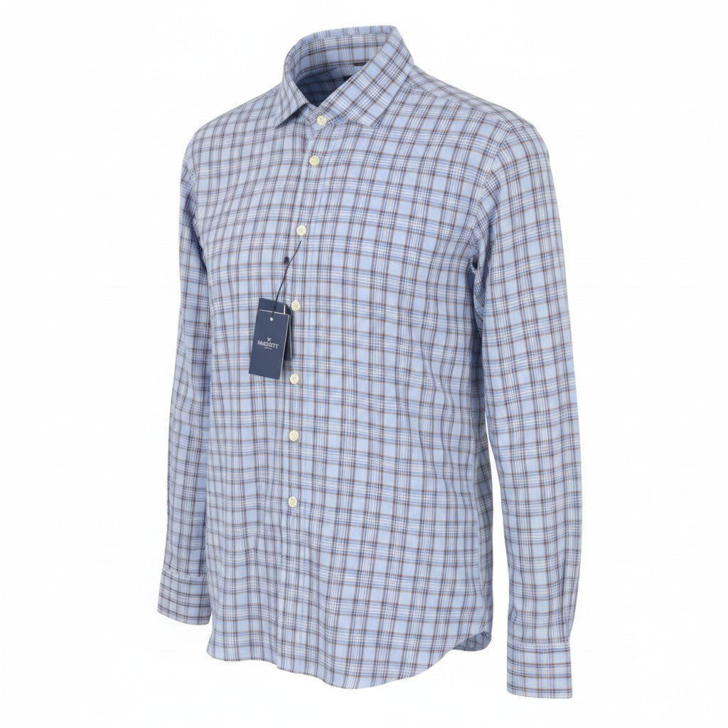 HACKETT Lakes Men Shirt S Blue Plaid Cutaway Neck Classic Fit Button-Up
