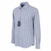 HACKETT Lakes Men Shirt S Blue Plaid Cutaway Neck Classic Fit Button-Up