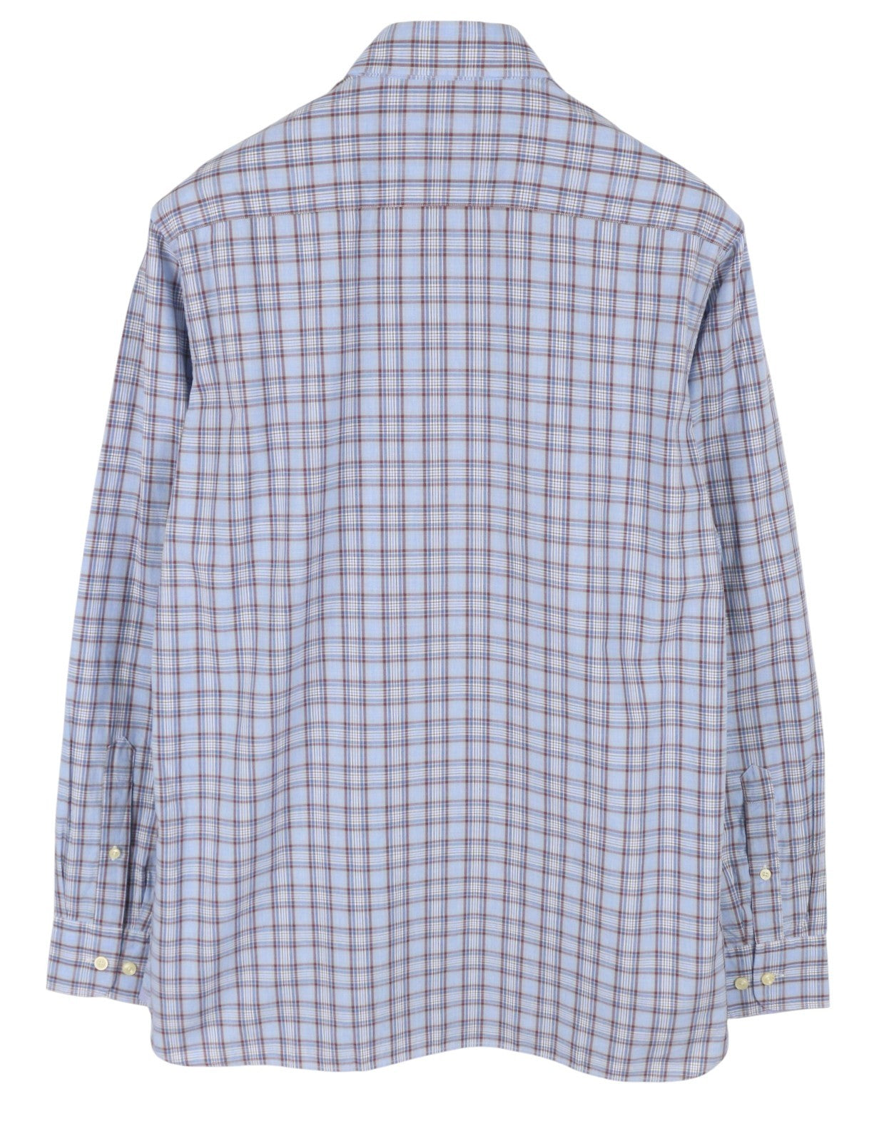HACKETT Lakes Men Shirt S Blue Plaid Cutaway Neck Classic Fit Button-Up