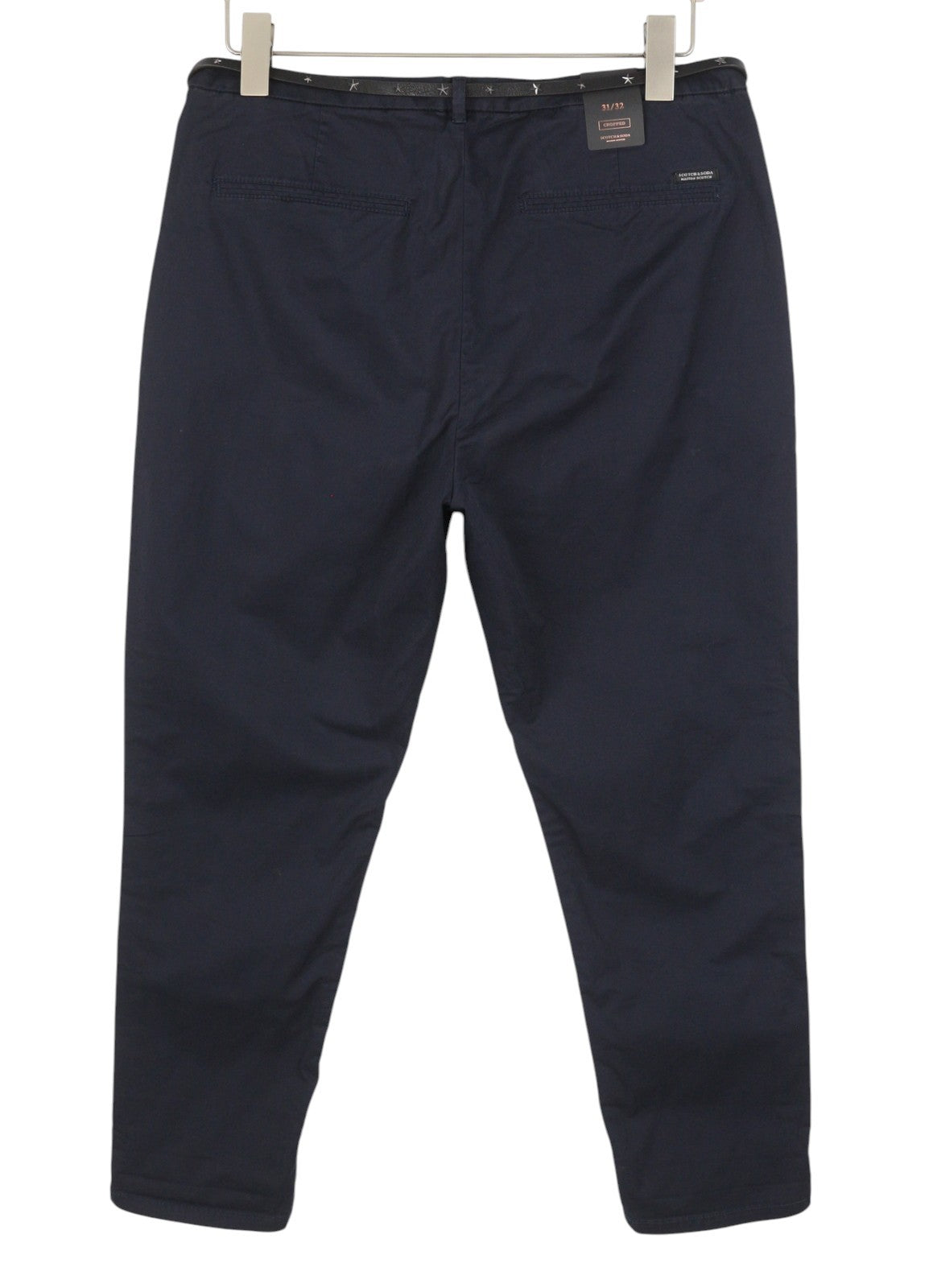 MAISON SCOTCH Women Trousers W31/L32 Dark Blue Belted Cropped Slim Fit Chino