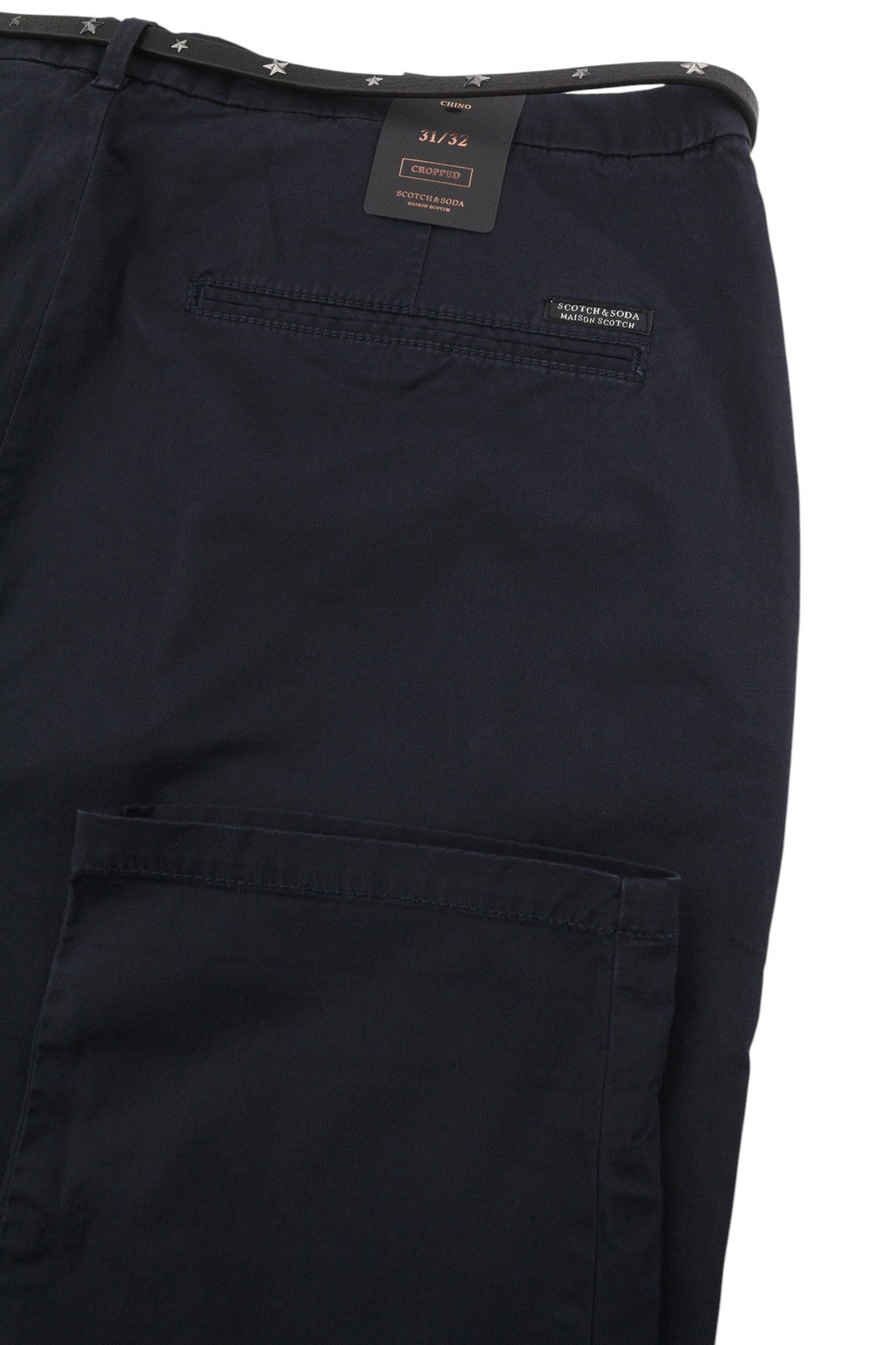 MAISON SCOTCH Women Trousers W31/L32 Dark Blue Belted Cropped Slim Fit Chino