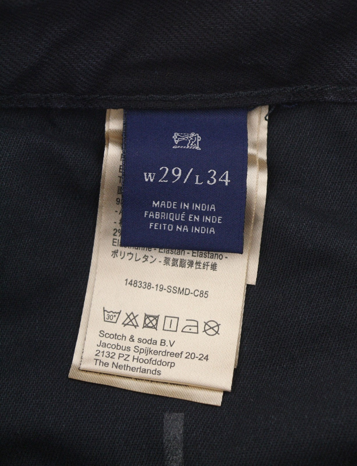 SCOTCH & SODA Ralston Men Jeans W29/L34 Black Embroidered Slim Fit Button Fly