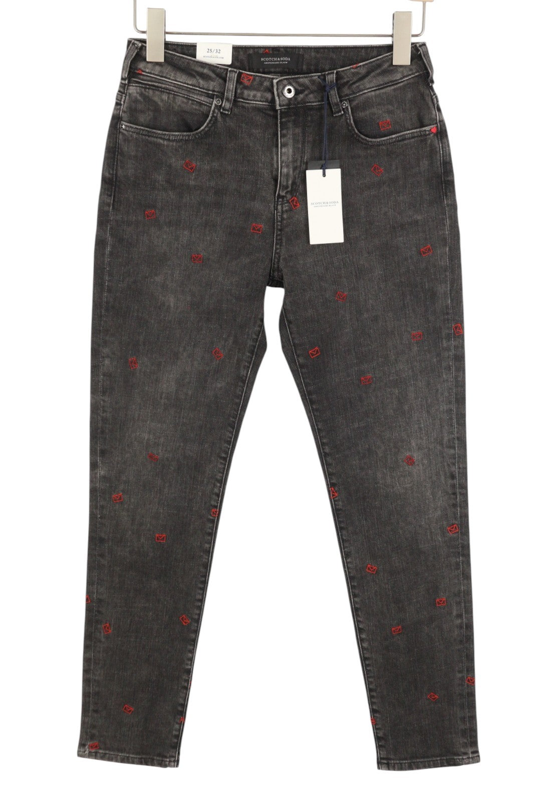 SCOTCH & SODA Petit Ami Slim Boyfriend Women Jeans W25/L32 Black Faded Cropped