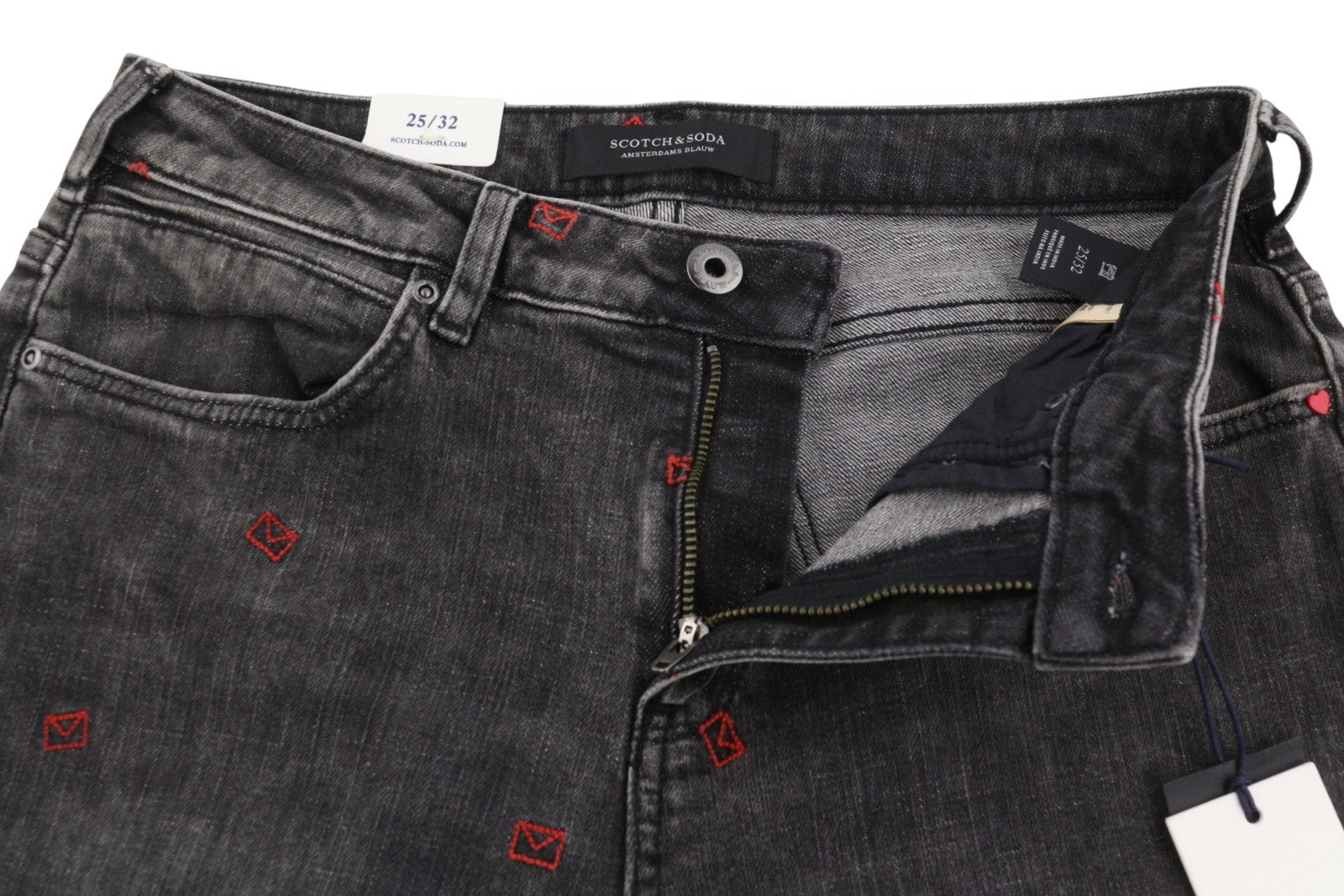 SCOTCH & SODA Petit Ami Slim Boyfriend Women Jeans W25/L32 Black Faded Cropped