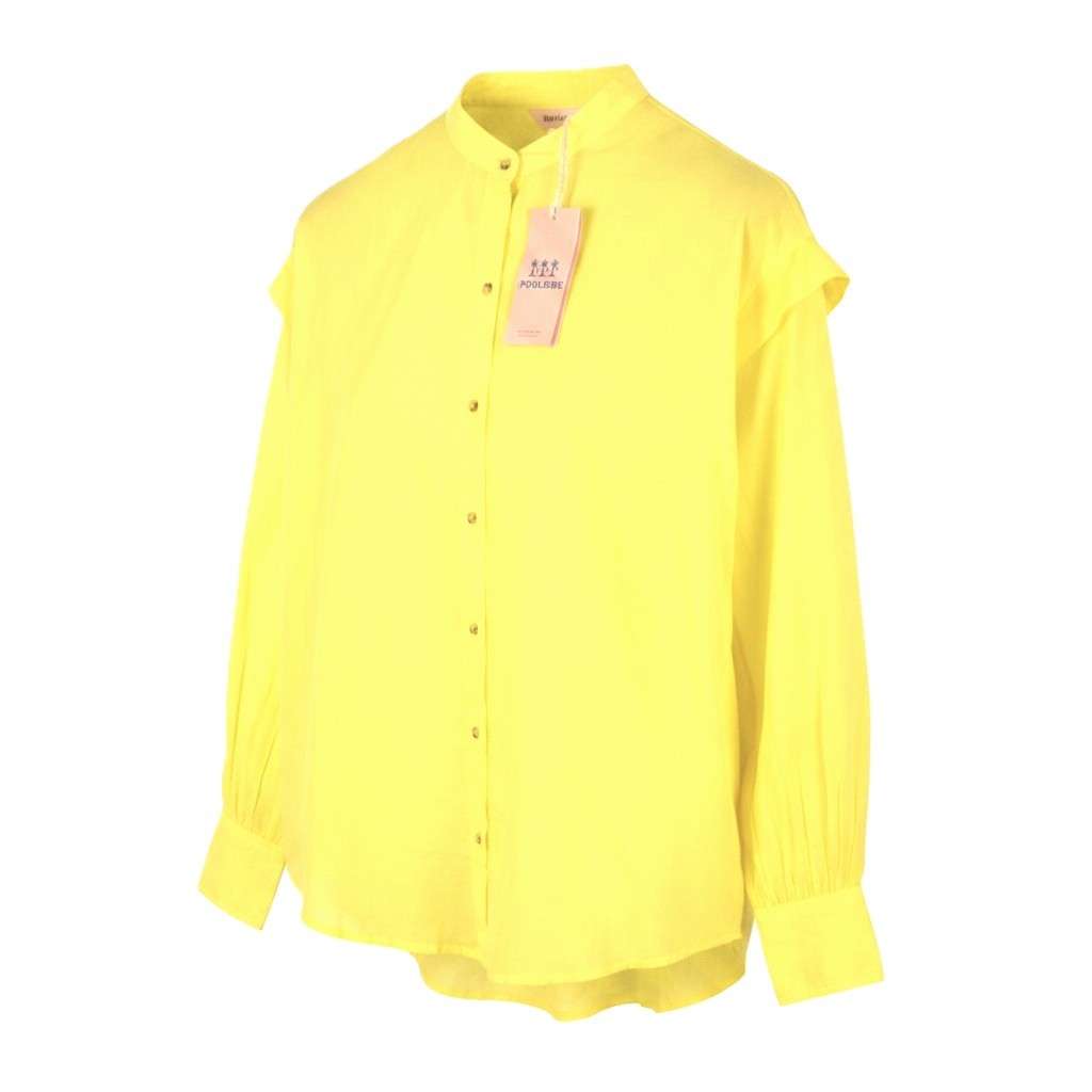 MAISON SCOTCH Women Blouse M Yellow Mandarin Neck Button-Up Poolside