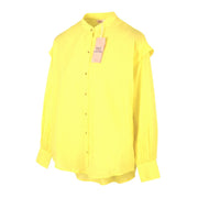 MAISON SCOTCH Women Blouse M Yellow Mandarin Neck Button-Up Poolside