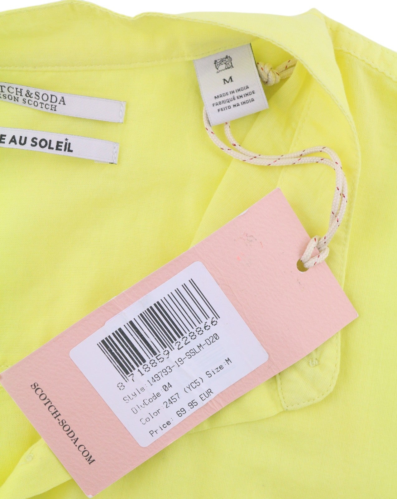 MAISON SCOTCH Women Blouse M Yellow Mandarin Neck Button-Up Poolside