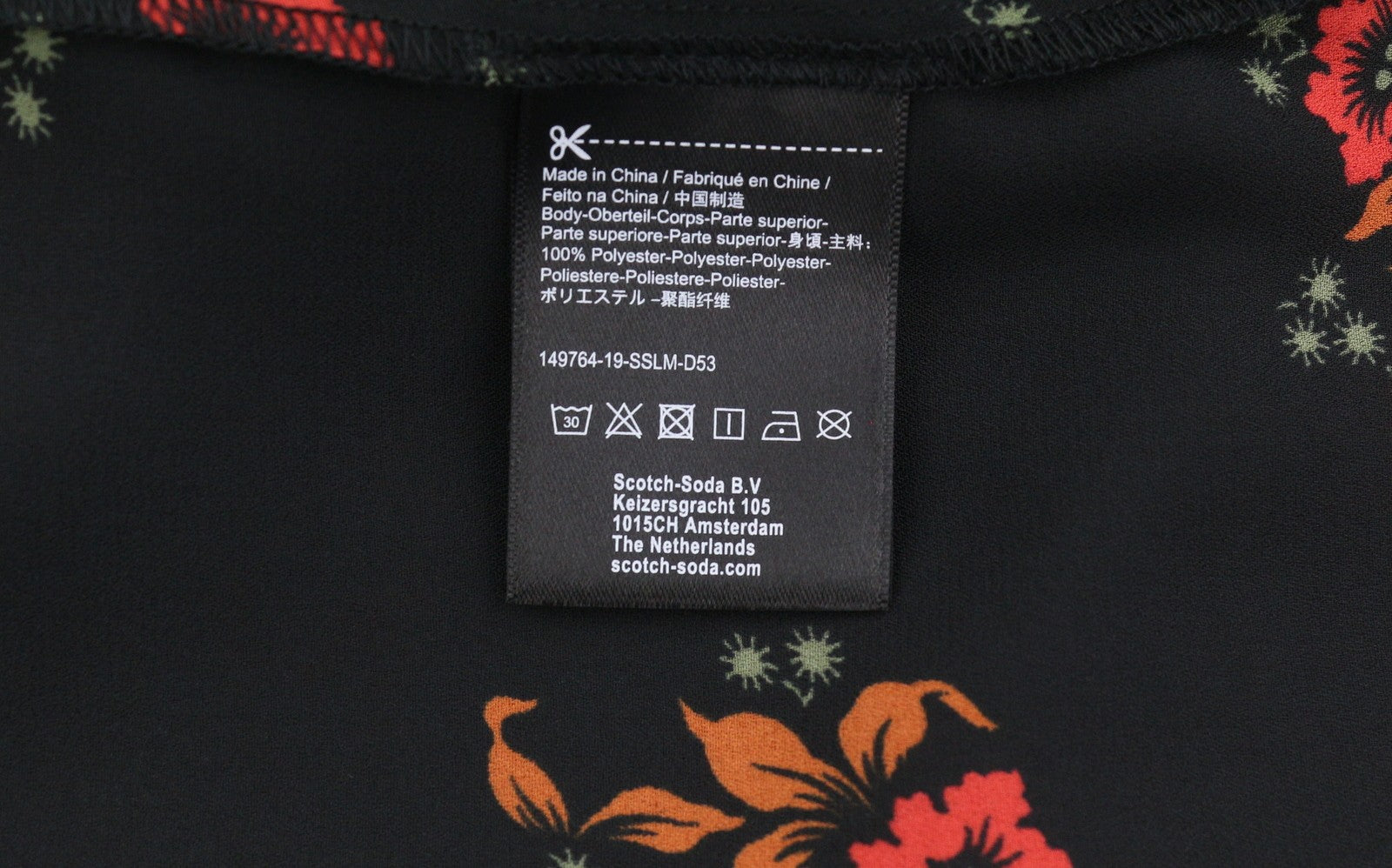 MAISON SCOTCH Women Blouse XS Black Floral Print Wrap Long Sleeve