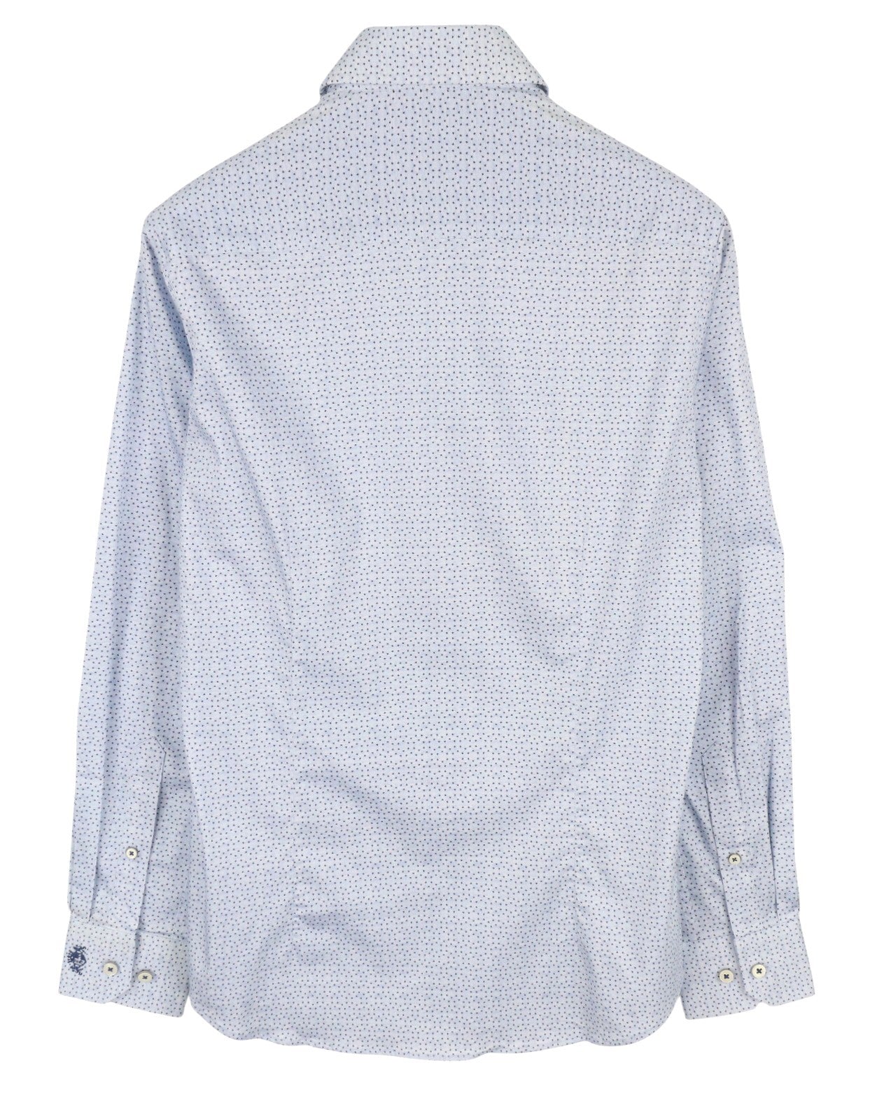 STATE OF ART Men Shirt S Blue Patterned Satin-Fine Button Down Neck