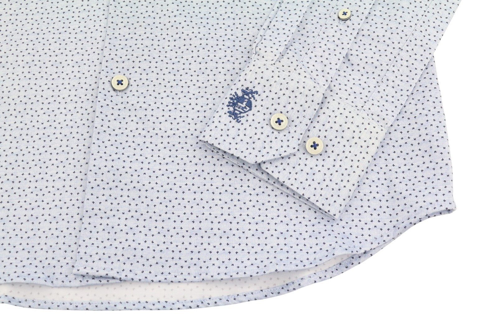 STATE OF ART Men Shirt S Blue Patterned Satin-Fine Button Down Neck