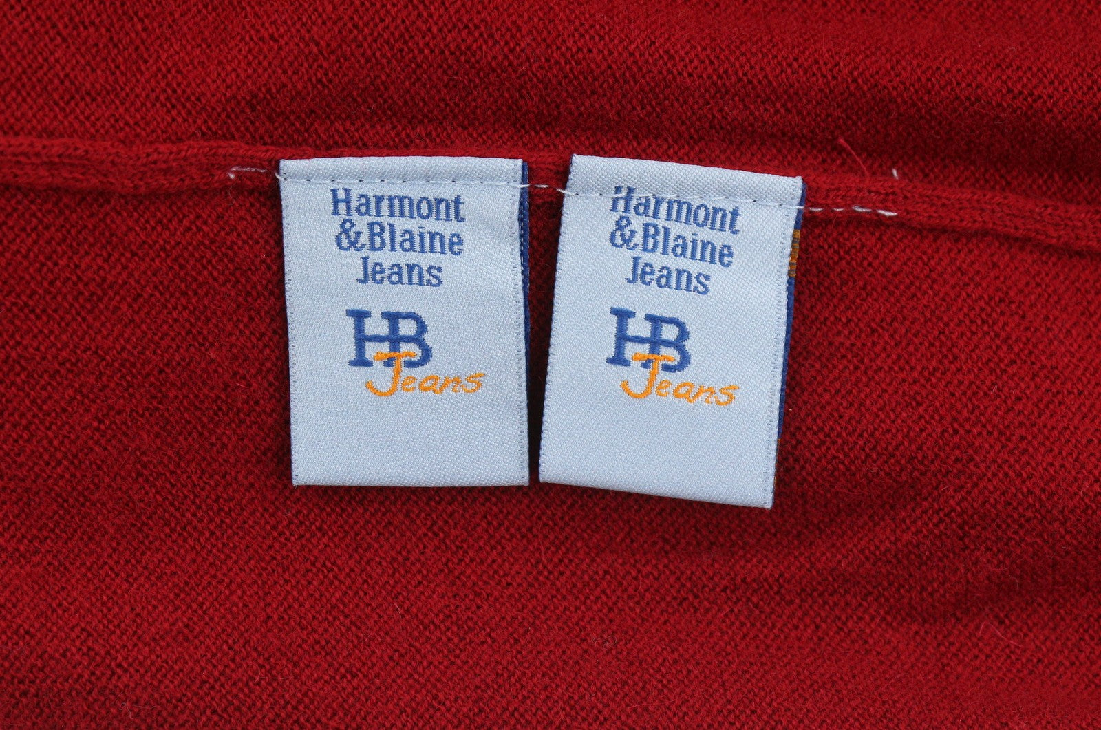 HARMONT & BLAINE Men Jumper XL Red Wool Blend Tight Knit Elbow Patches Pull On