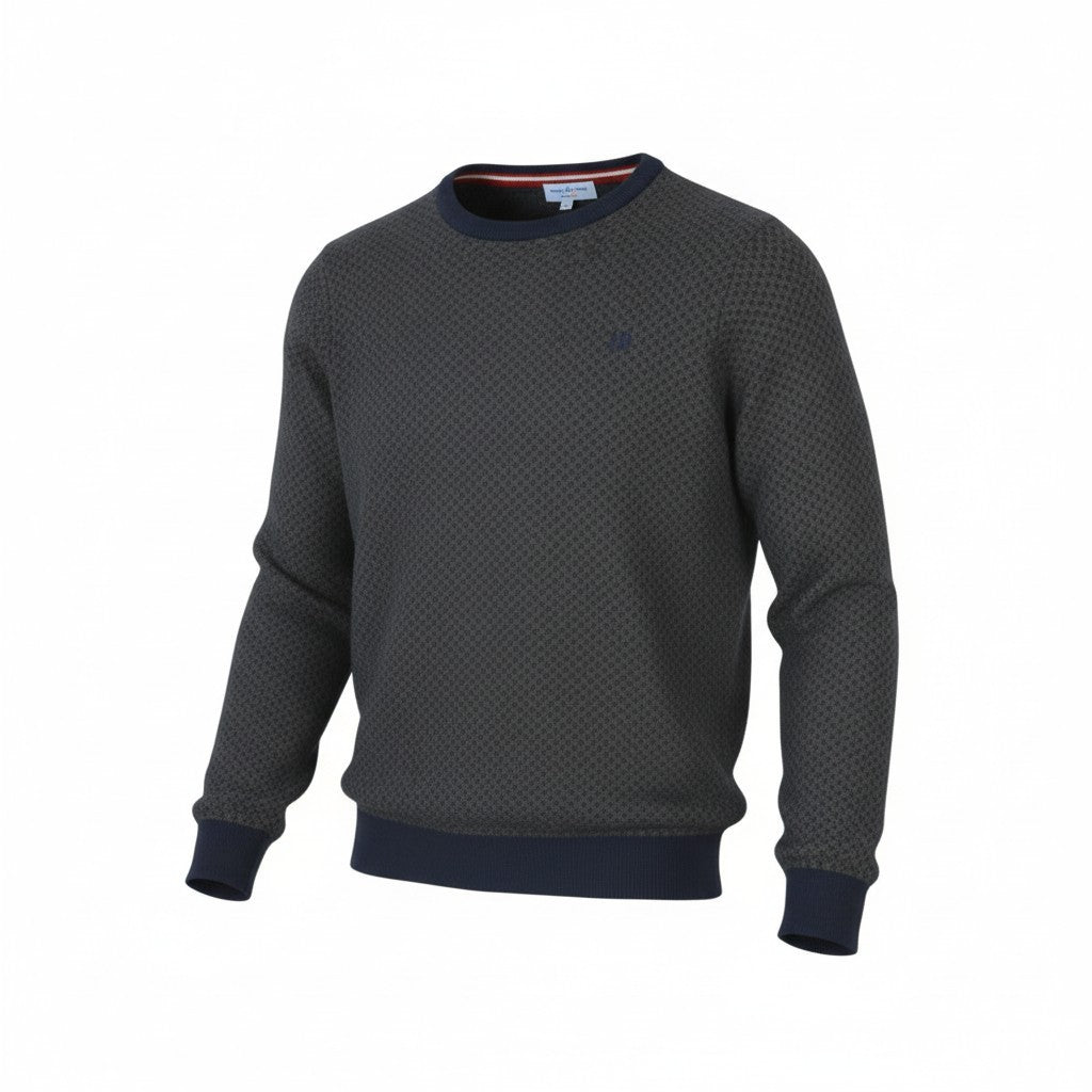 HARMONT & BLAINE Men Jumper L Grey Patterned Wool Cashmere Blend Knit Pull On