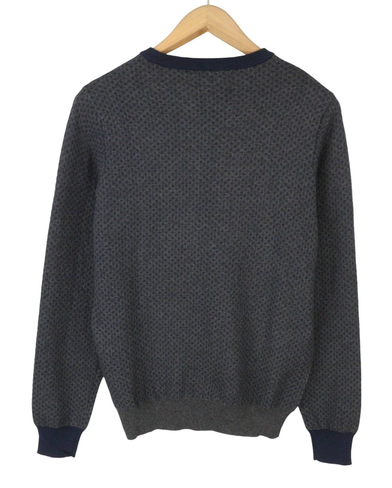 HARMONT & BLAINE Men Jumper L Grey Patterned Wool Cashmere Blend Knit Pull On