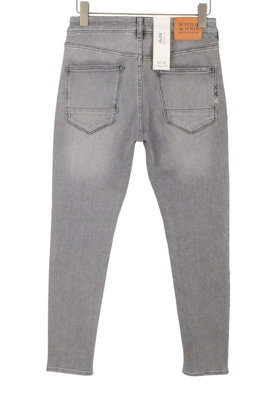 SCOTCH & SODA Skim Men Jeans W32/L32 Grey Whiskers Faded Skinny Fit
