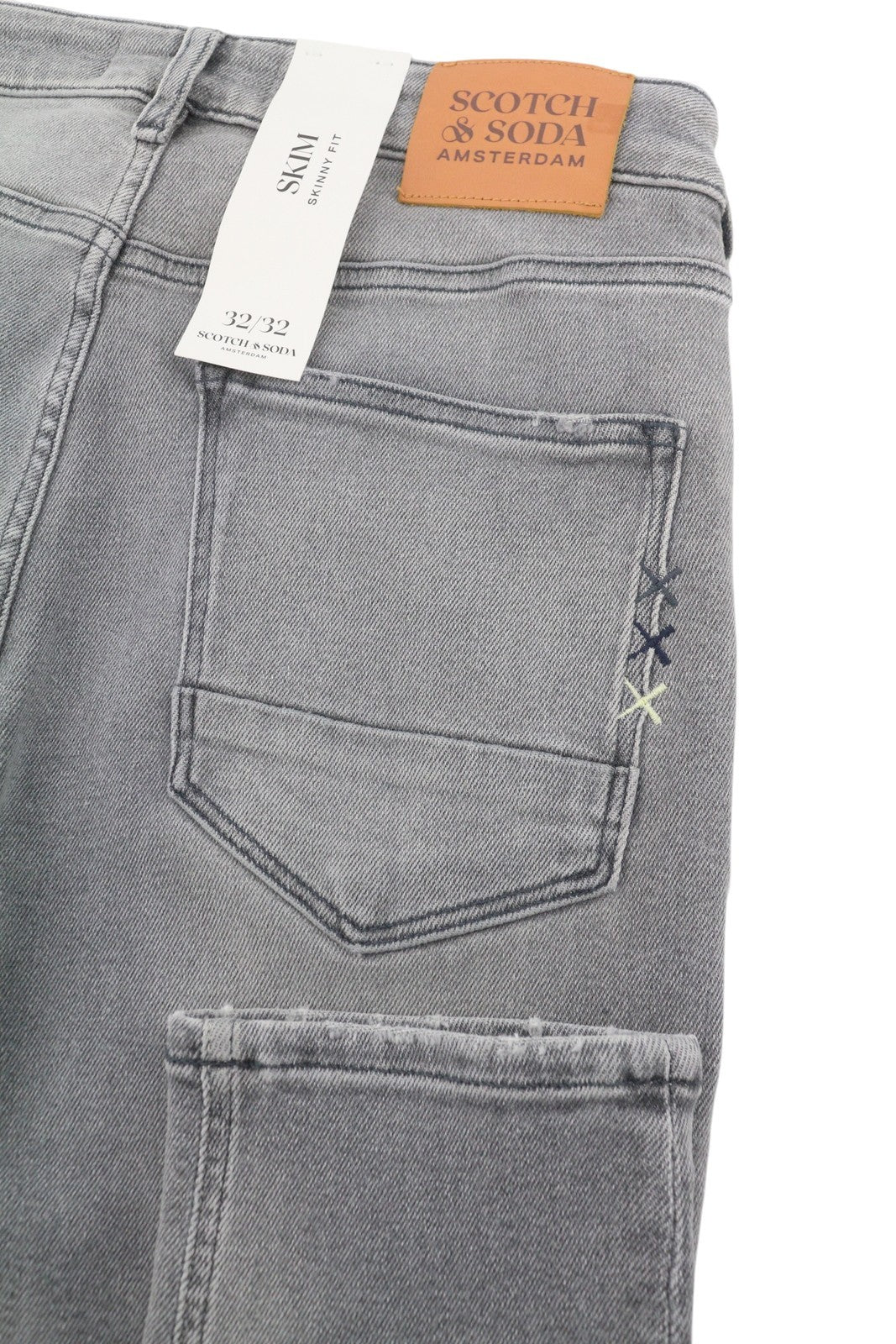 SCOTCH & SODA Skim Men Jeans W32/L32 Grey Whiskers Faded Skinny Fit
