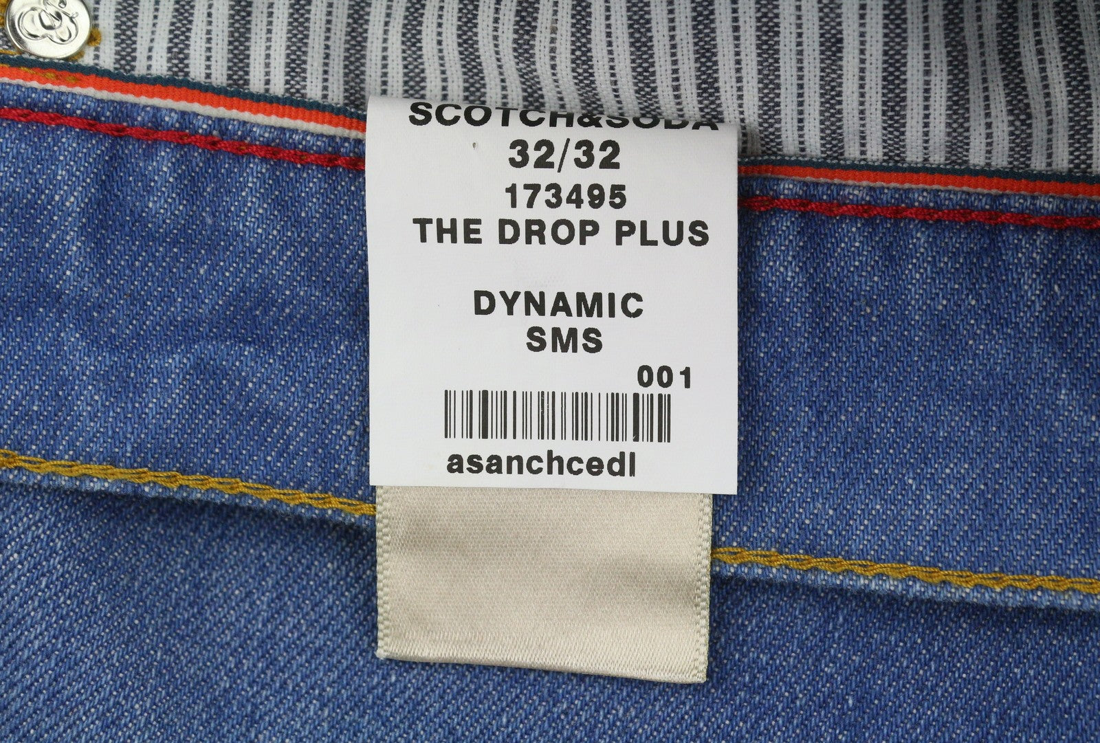SCOTCH & SODA The Drop Men Jeans W32/L32 Blue Whiskers Faded Regular Tapered Fit