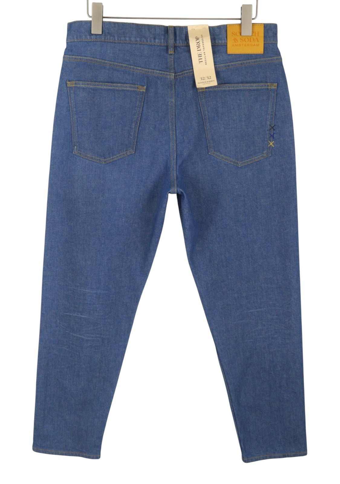 SCOTCH & SODA The Drop Men Jeans W32/L32 Blue Whiskers Faded Regular Tapered Fit