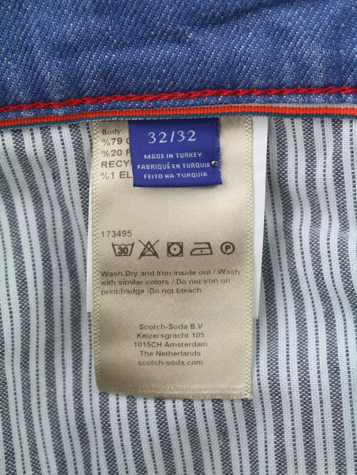 SCOTCH & SODA The Drop Men Jeans W32/L32 Blue Whiskers Faded Regular Tapered Fit