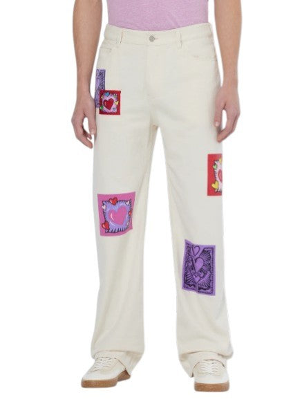 SCOTCH & SODA x Burton Morris Men Jeans W29 Ecru Love Print Straight Unisex