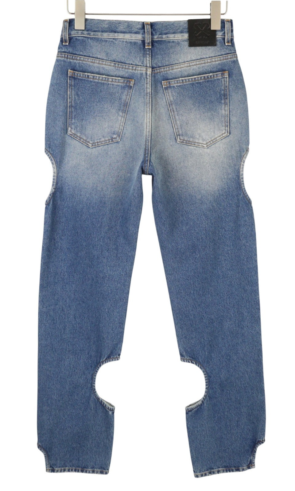 OFF-WHITE Meteor Denim Women Jeans W27 Blue Distressed Cut-Out RRP765