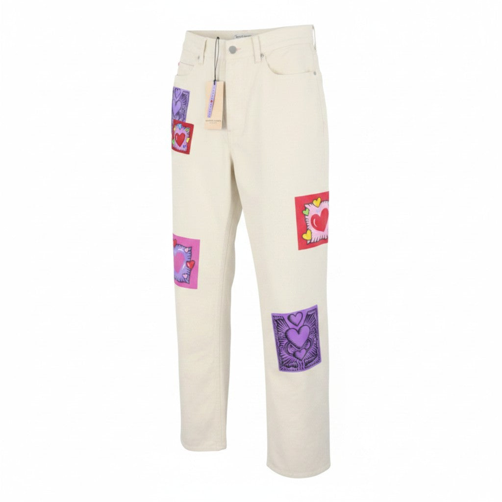 SCOTCH & SODA x Burton Morris Men Jeans W30 Ecru Love Print Straight Unisex