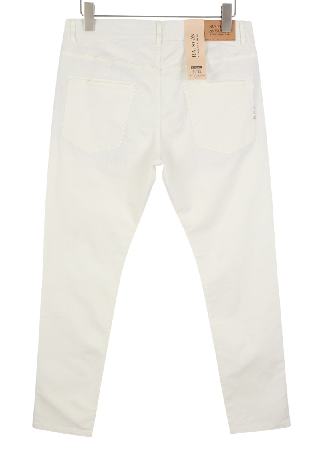 SCOTCH & SODA Ralston Men Trousers W31/L32 White Regular Slim Fit Stretch Zip