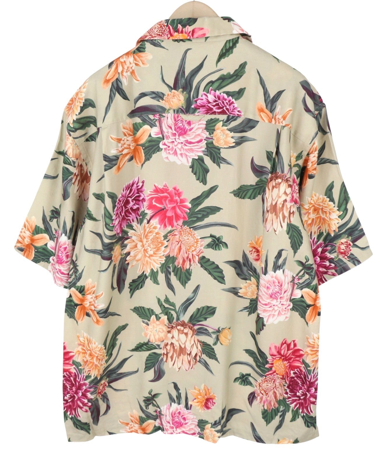 GANT Rel Dahlia Print Camp Collar Men Shirt L Taupe Floral Relaxed Casual RRP180
