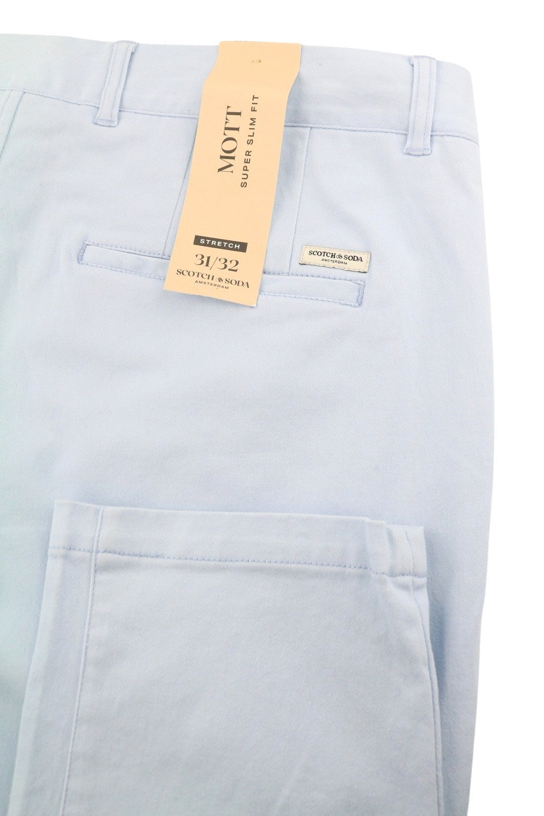 SCOTCH & SODA Mott Men Trousers W31/L32 Light Blue Super Slim Fit Stretch Chino