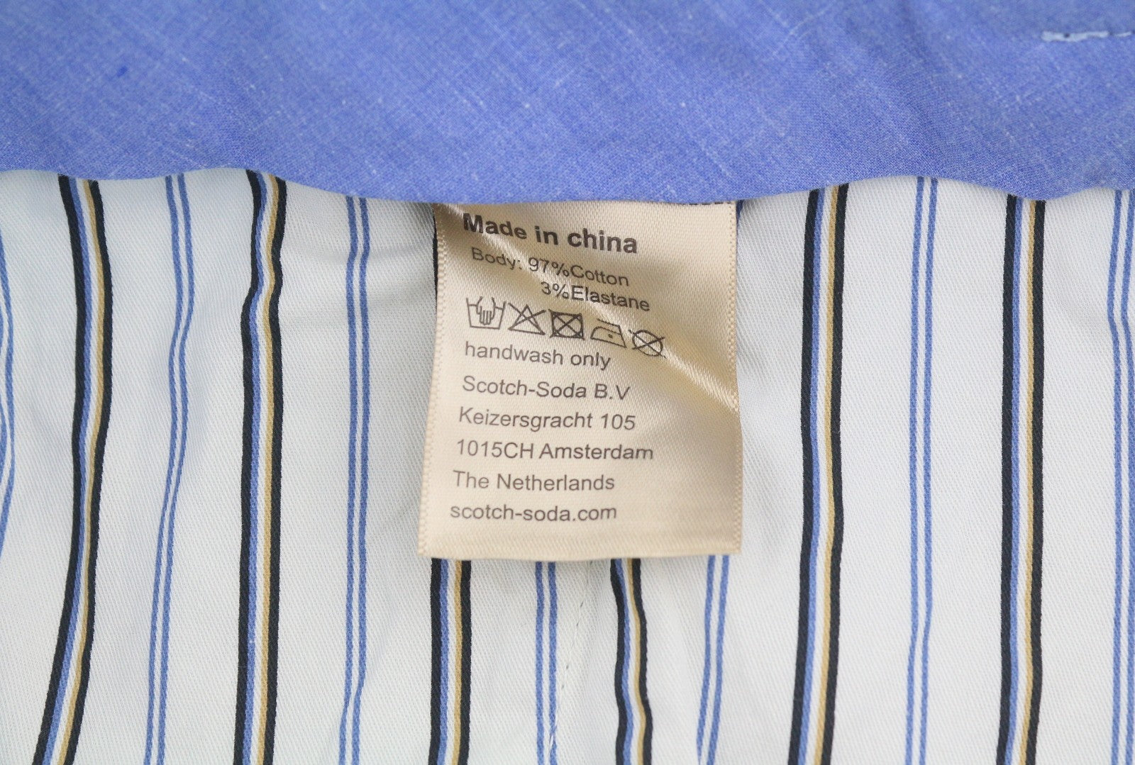 SCOTCH & SODA Mott Men Trousers W31/L32 Light Blue Super Slim Fit Stretch Chino