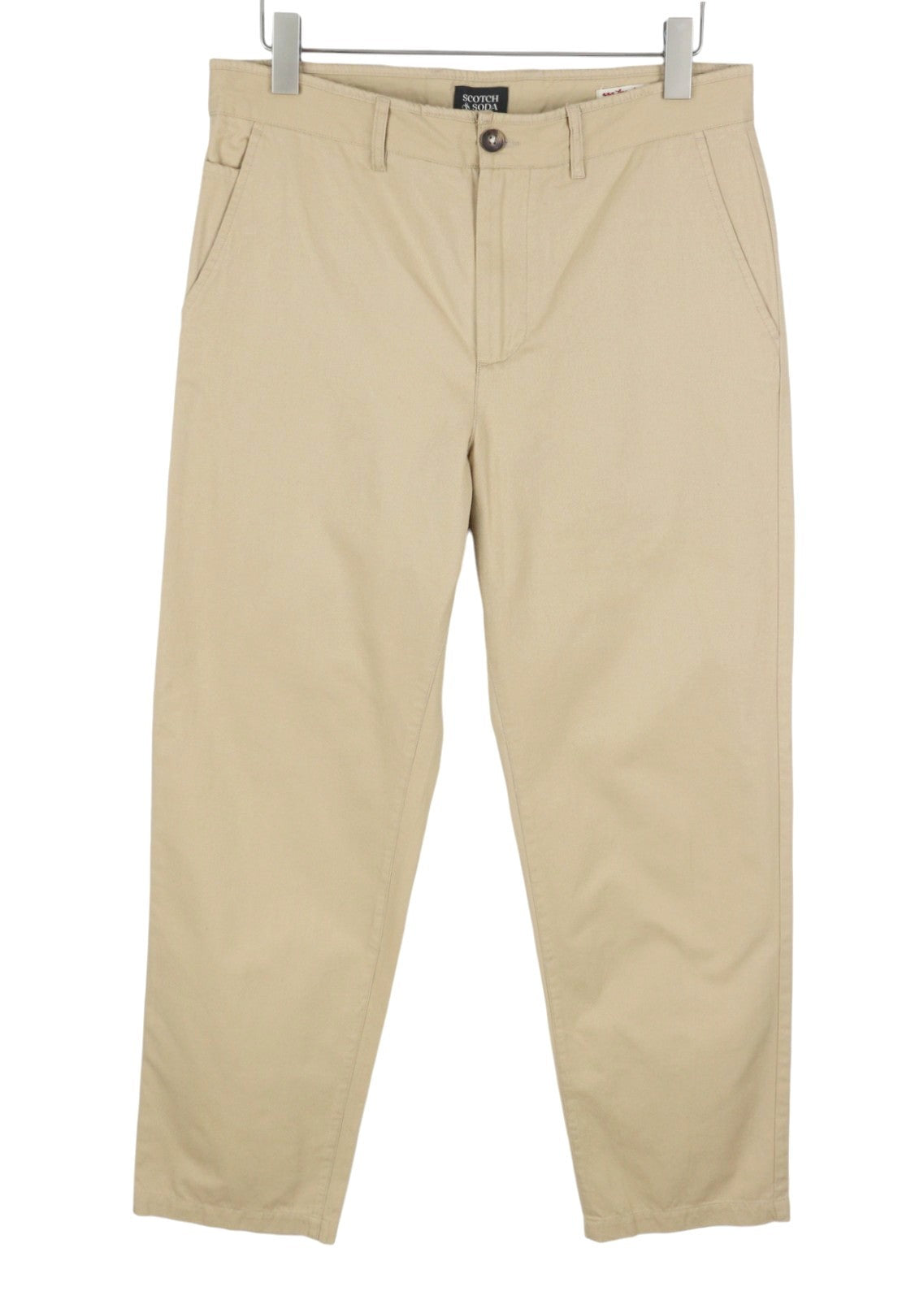SCOTCH & SODA Men Trousers W34 Brown Zip Fly Cotton Tapered Fit Chino