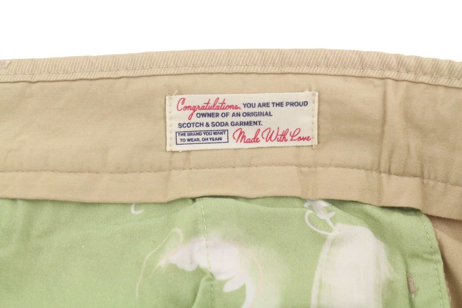 SCOTCH & SODA Men Trousers W34 Brown Zip Fly Cotton Tapered Fit Chino