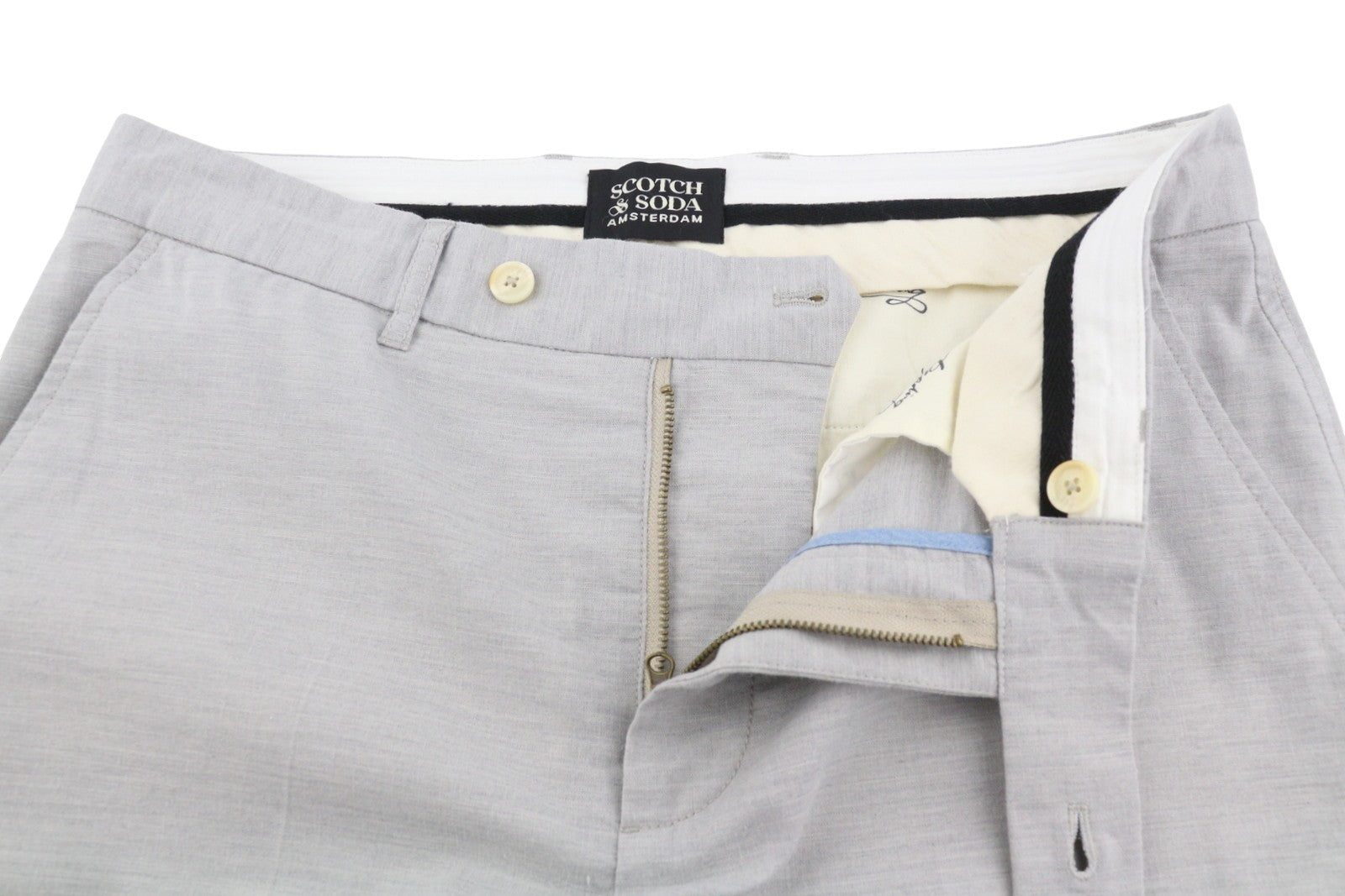 SCOTCH & SODA Men Trousers W33 Grey Melange Zip Fly Tapered Fit