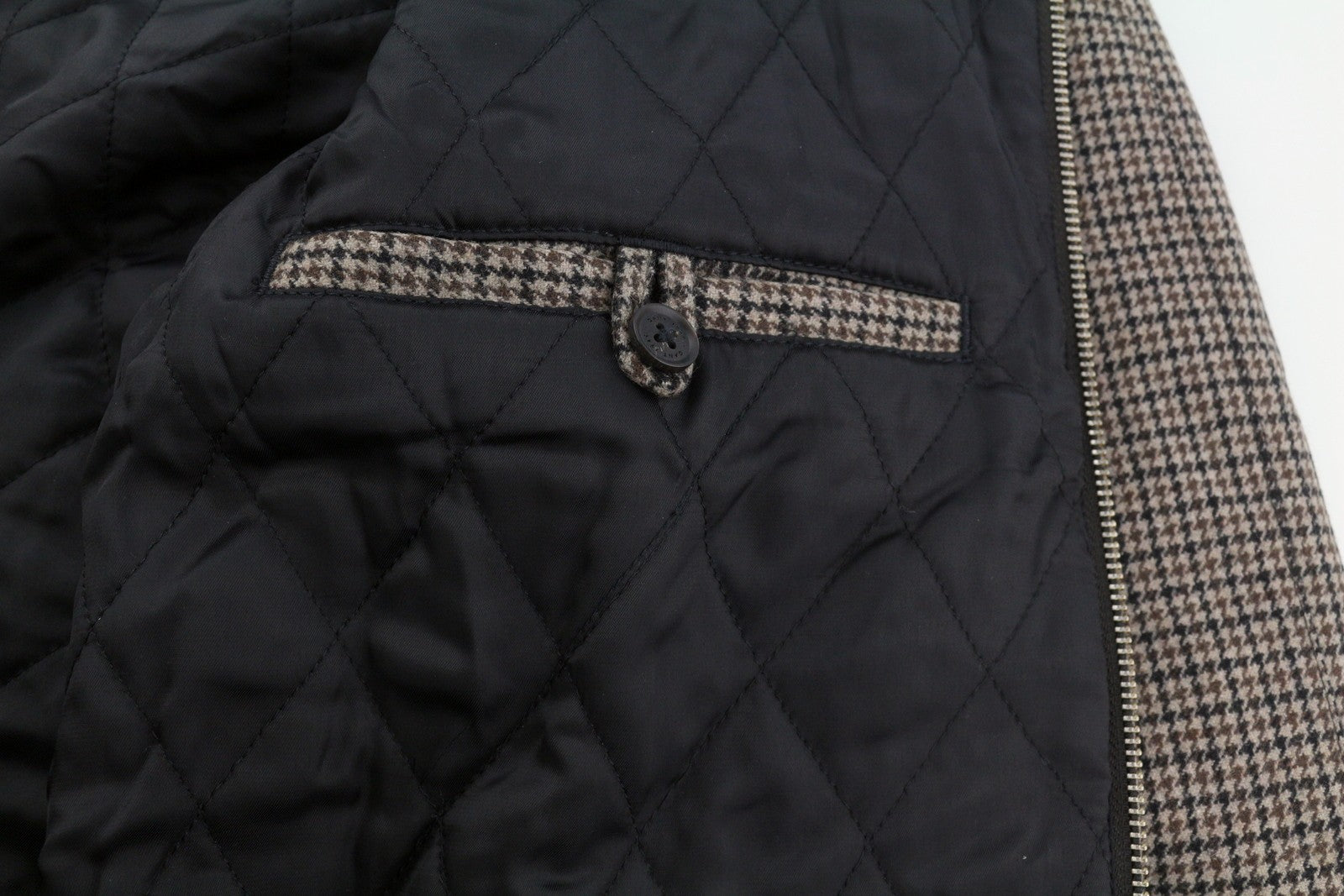 GANT Checked Wool Harrington Men Jacket M Beige Padded Bomber Coat RRP560
