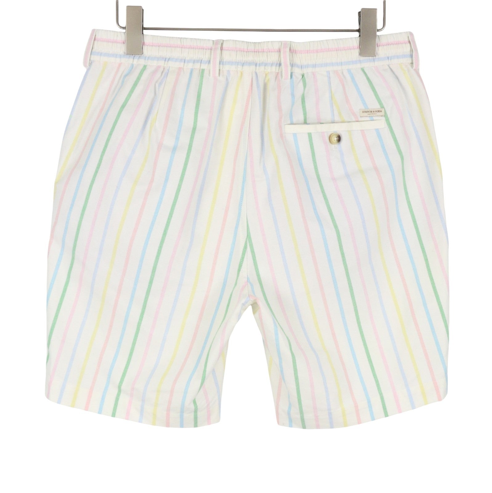 SCOTCH & SODA Blake Men Shorts W33 White Colourful Pinstripe Drawstring Waist