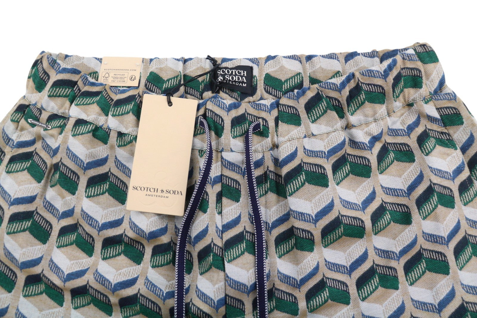 SCOTCH & SODA Men Shorts M W32 Embroidered Pattern Relaxed Fit Drawstring Waist