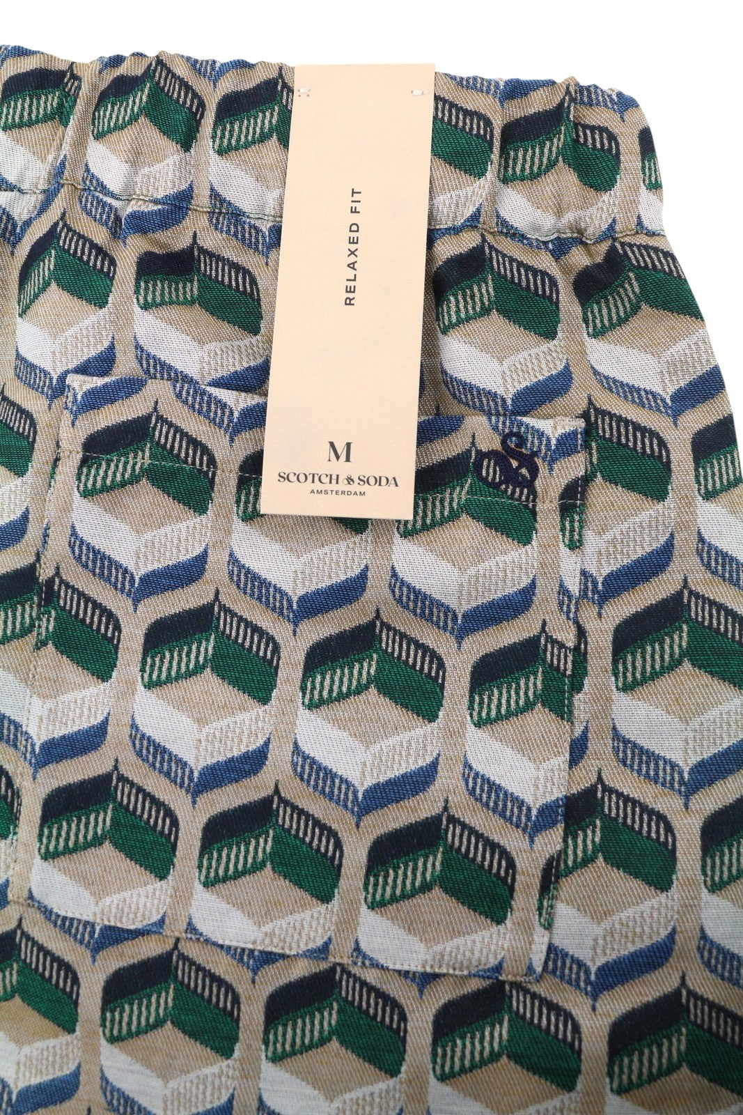 SCOTCH & SODA Men Shorts M W32 Embroidered Pattern Relaxed Fit Drawstring Waist