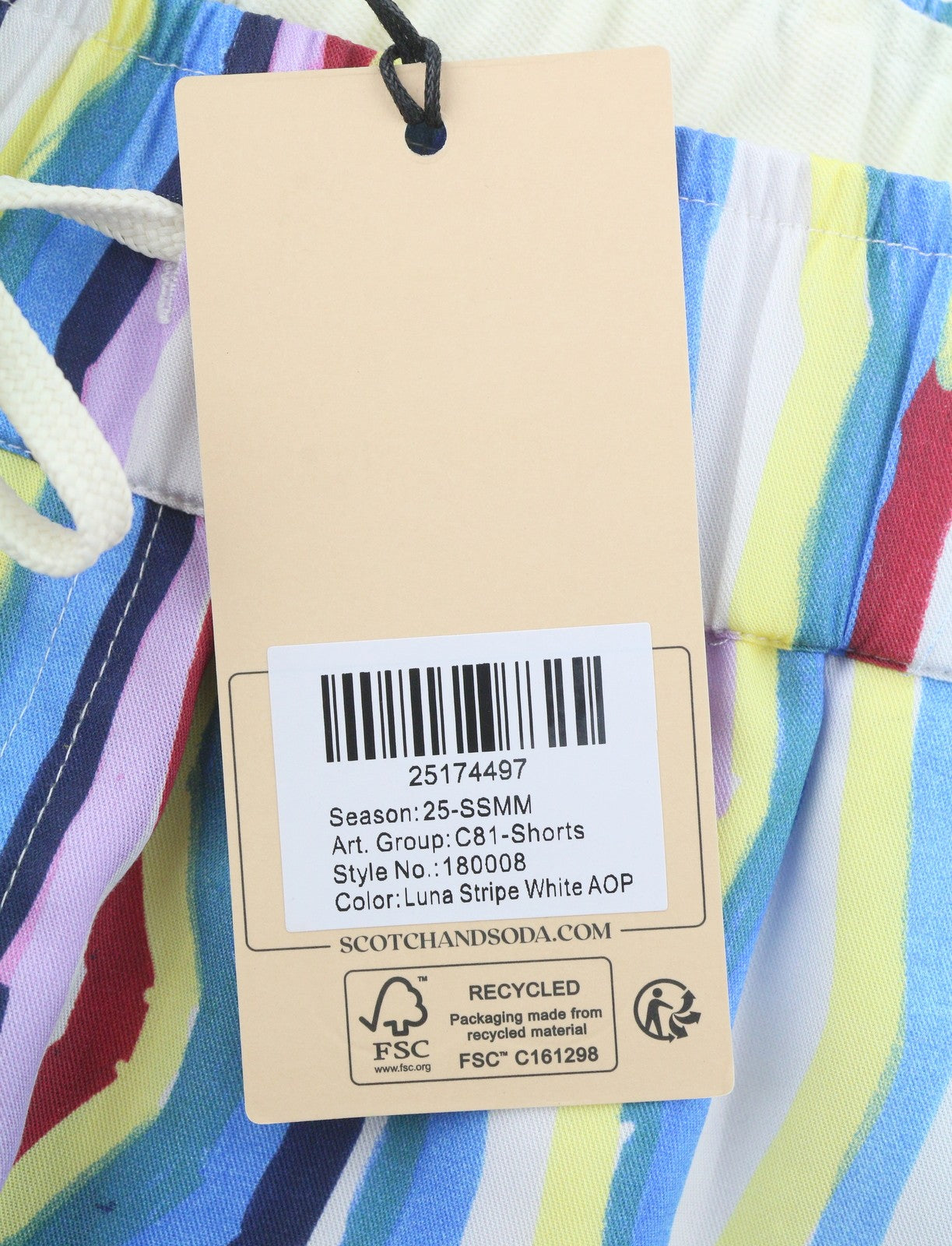 SCOTCH & SODA Men Shorts M W30 Colourful Pattern Relaxed Fit Drawstring Waist
